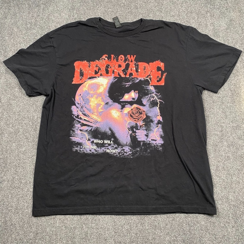 Slow Degrade Who Will Fix Me Now? Black Band Shirt Men's XL Gildan